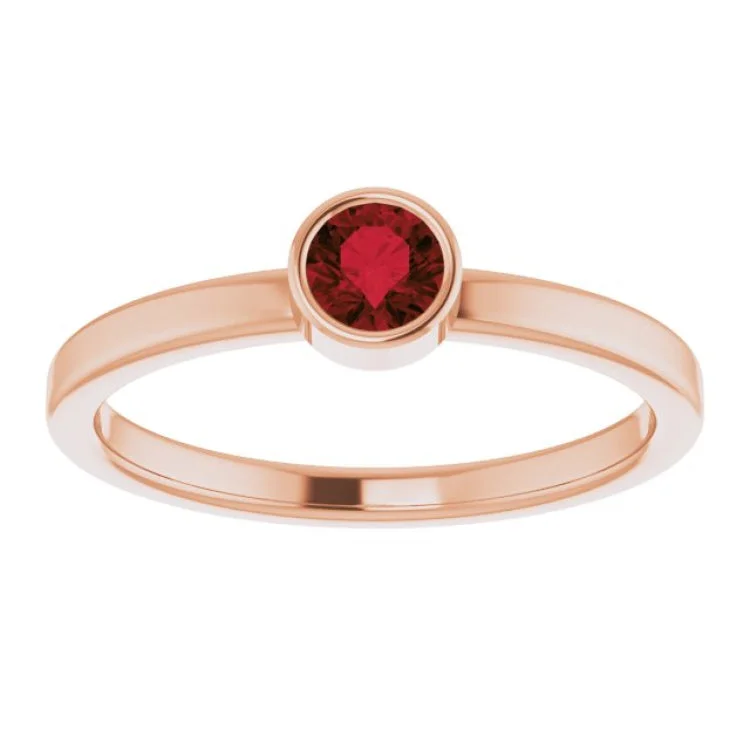 stylish rings for women-14K Rose 4 mm Natural Mozambique Garnet Ring