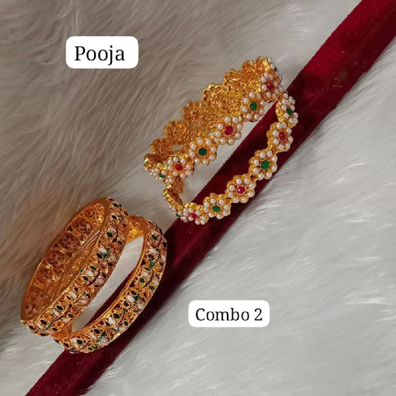 women’s platinum bracelets-Pooja Bangles Gold Plated Bangle Set