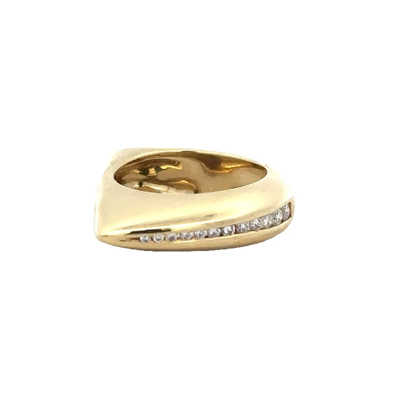 affordable diamond engagement rings-Modern Style Domed Diamond Ring in 18k Yellow Gold