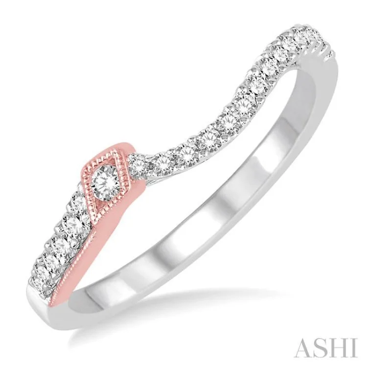 women’s promise rings-1/5 Ctw Round Cut Diamond Wedding Band in 14K White and Rose Gold