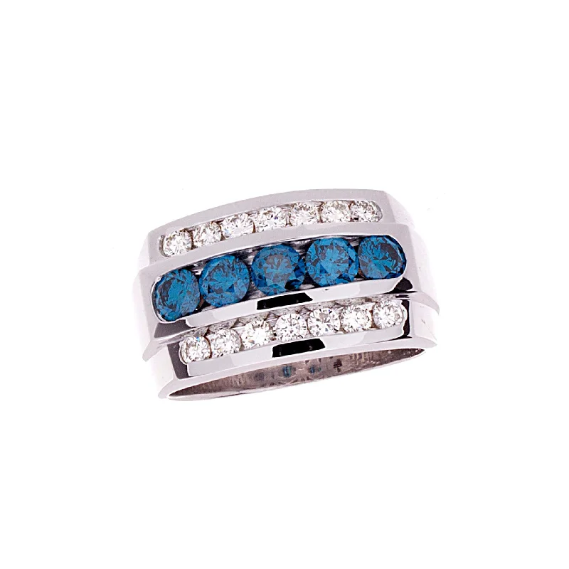 women’s engagement rings with side diamonds-Mens Blue Diamond Ring