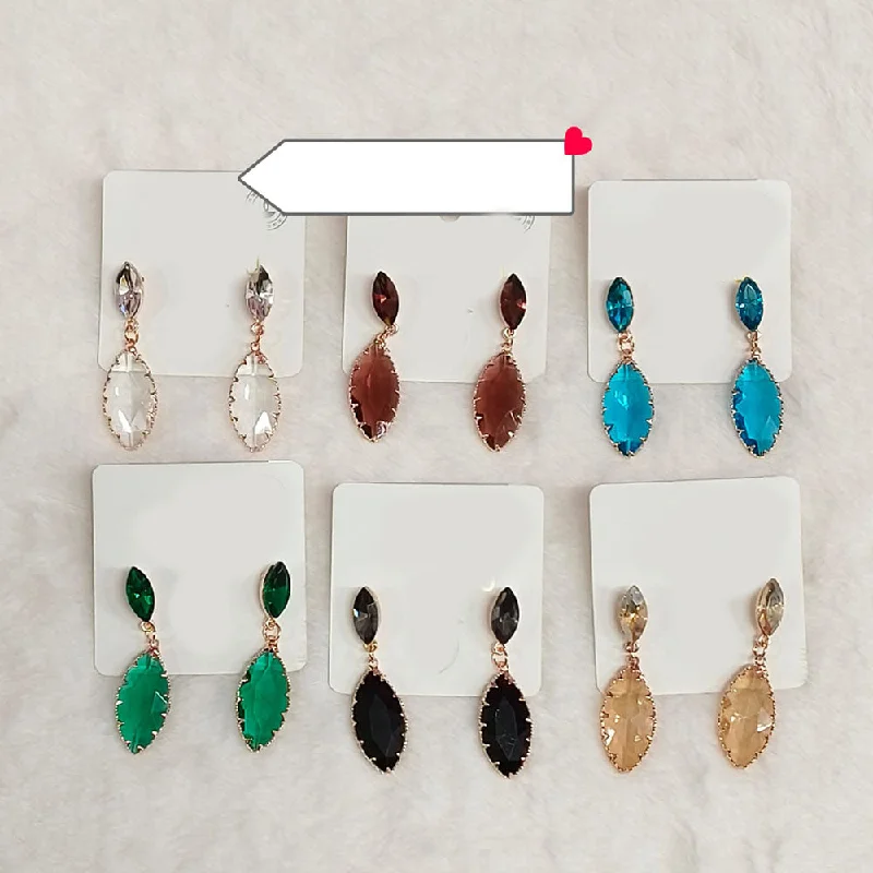 stud earrings for women-Diyu Dhyu Crystal Stone Dangler Earrings (Assorted)