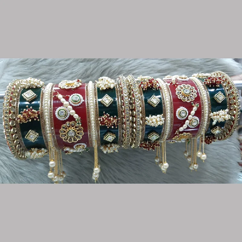 women’s simple silver bracelets-Pooja Bangles Gold Plated Bangle Set