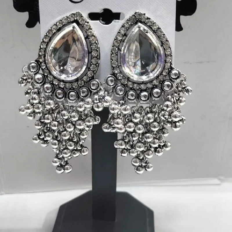 women’s flower drop earrings-Manisha Jewellery Oxidised Plated Crystal Stone And Ghungroo Dangler Earrings