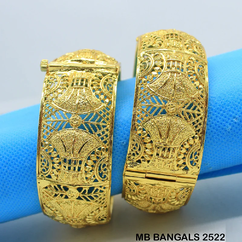 women’s diamond bracelets-Mahavir Forming Gold Plated Bangle Set - MB 2522 BANGALS