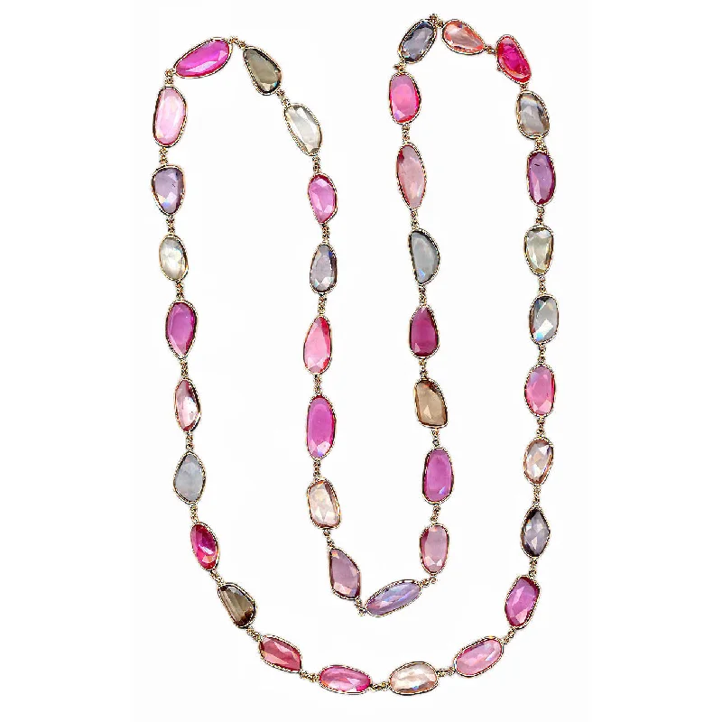 women’s sapphire necklaces-Multi-Color Rose-cut Sapphire Necklace