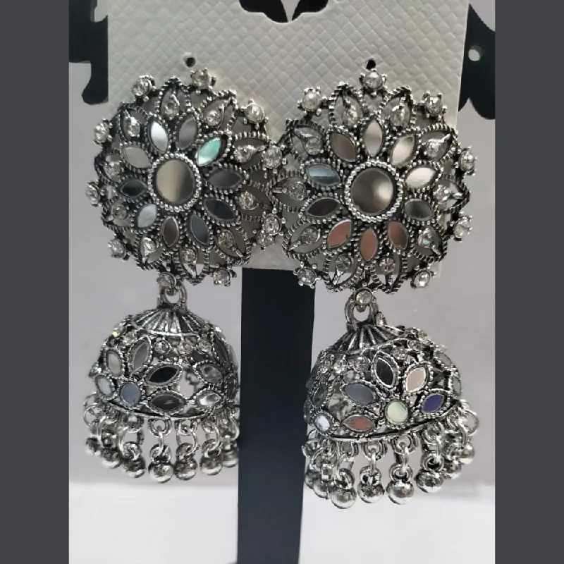 women’s opal earrings-Manisha Jewellery Oxidised Plated Mirror Jhumki Earrings