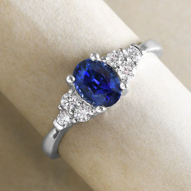 vintage engagement rings with diamonds-Royal Sapphire And Diamond Ring