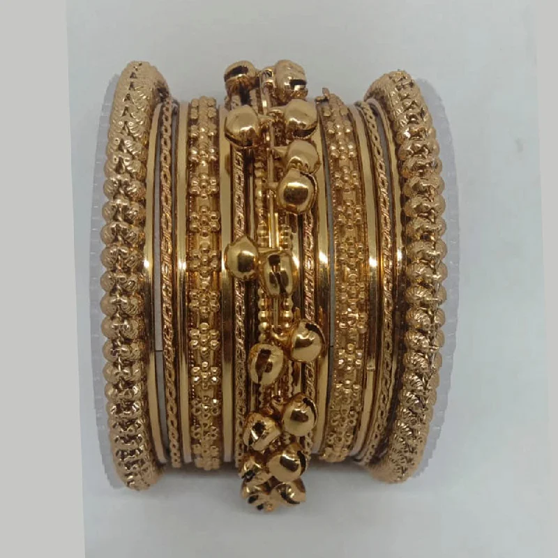 gold charm bracelets for women-Shree Asha Bangles Gold Plated  Bangles Set - P.CH.104