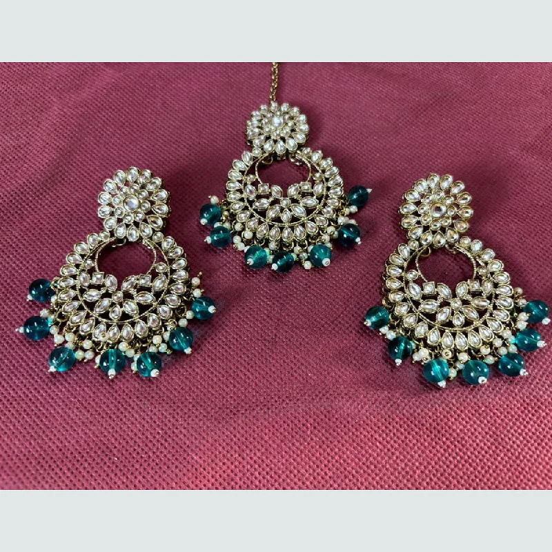 women’s screw-back earrings-Shree Chamunda Jewellers Gold Plated Crystal Stone Dangler Earrings With Maangtikka