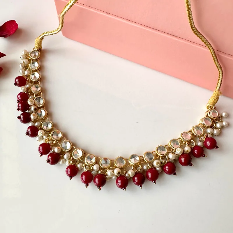 fashion statement necklaces for women-Jeena Necklace (Maroon)