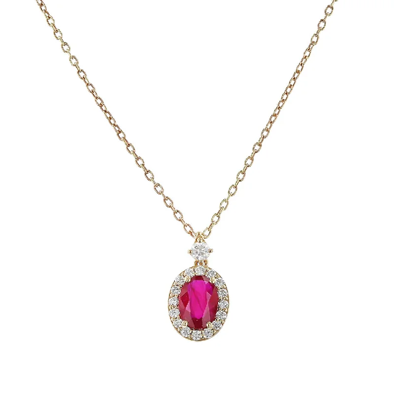 trendy crystal pendants for women-Necklace with Ruby and Diamonds