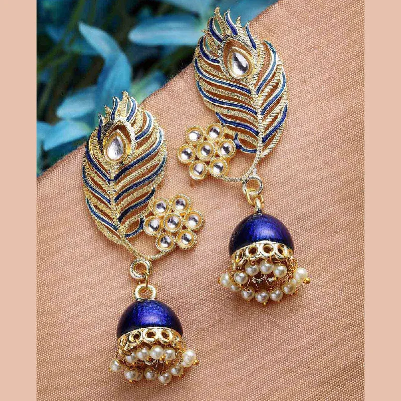 modern hoop earrings for women-Shagna Gold Plated Kundan Stone And Meenakari Jhumki Earrings