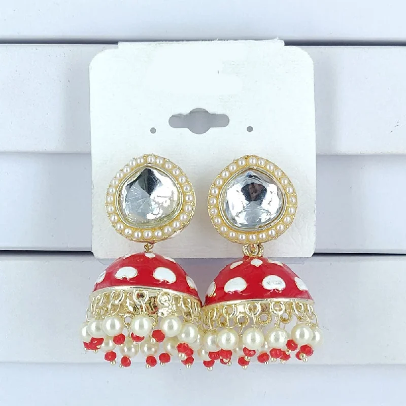 simple stud earrings for women-Corbeda Fashion Gold Plated Meenakari Jhumki Earrings