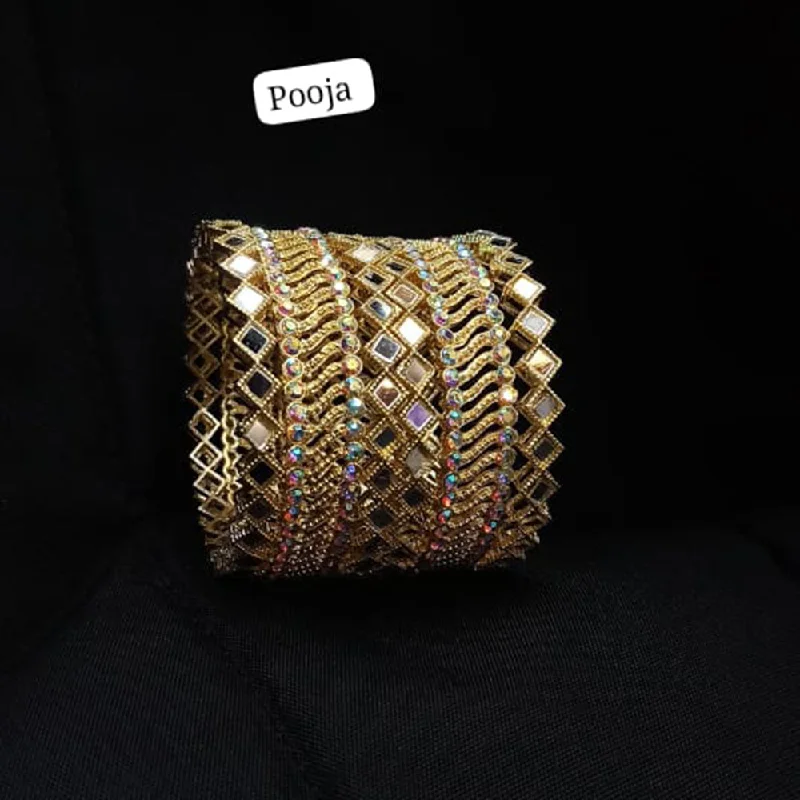 women’s silver cuff bracelets-Pooja Bangles Gold Plated Bangles Set