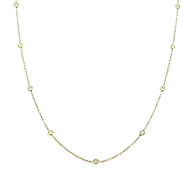 simple silver necklaces for women-Necklace with 24 Diamond Stations