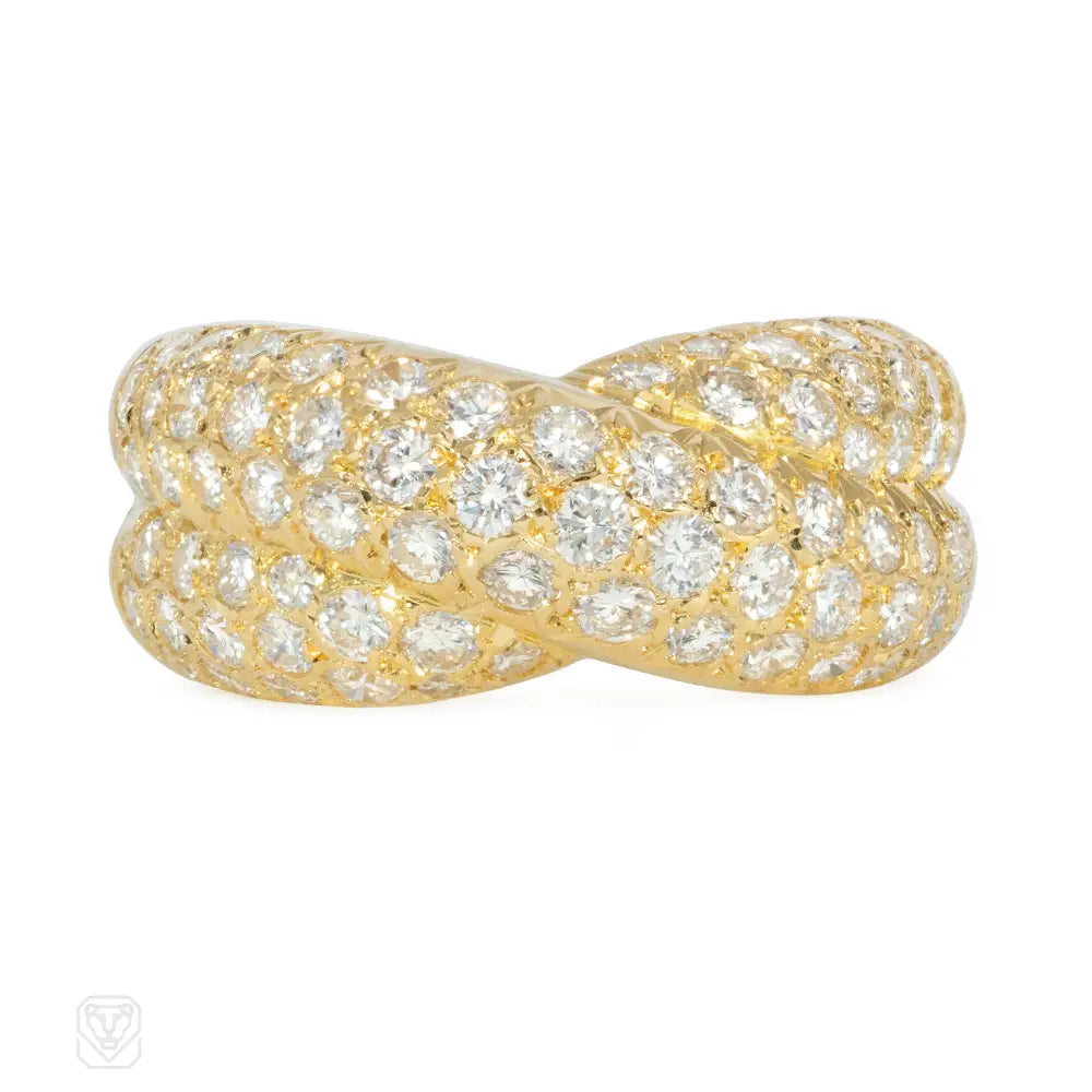 affordable diamond engagement rings-Van Cleef & Arpels crossover bombé diamond ring