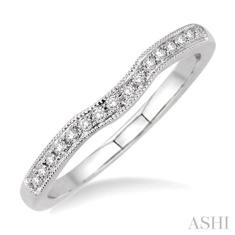 adjustable rings for women-1/10 Ctw Round Cut Diamond Matching Wedding Band in 14K White Gold