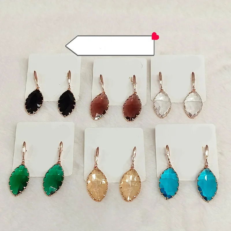 custom earrings for women-Diyu Dhyu Crystal Stone Dangler Earrings (Assorted)