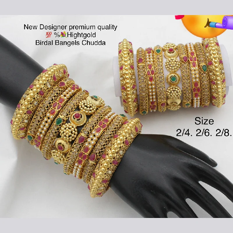 silver bangles for women-Pooja Bangles Gold Plated Bridal Bangles set