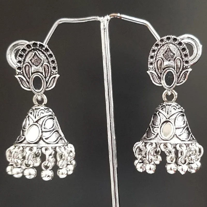 women’s black diamond earrings-Shreeji Oxidised Plated Jhumki Earrings