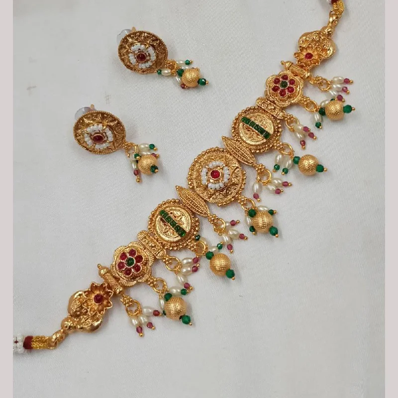 luxurious women’s necklaces with pendants-Padmawati Bangles Gold Plated Kundan Stone And Pearls Choker Necklace Set