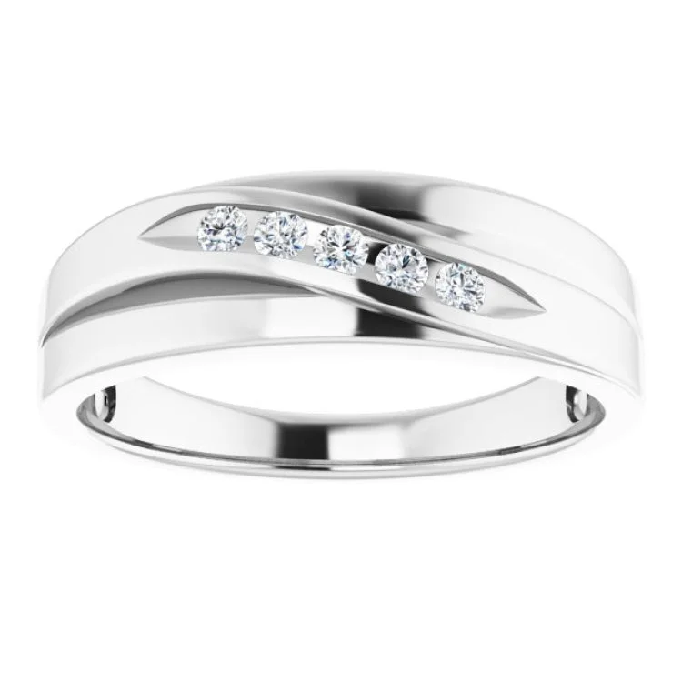 delicate rings for women-Platinum 1/6 CTW Natural Diamond Band