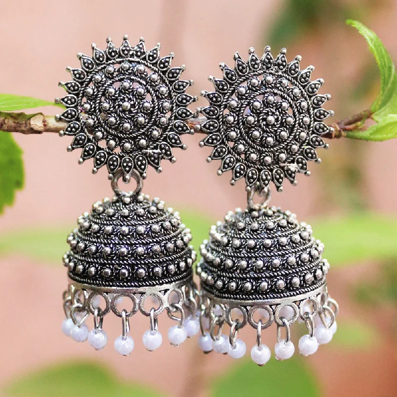 women’s handmade stud earrings-H K Fashion Oxidised Plated Beads Jhumki Earrings