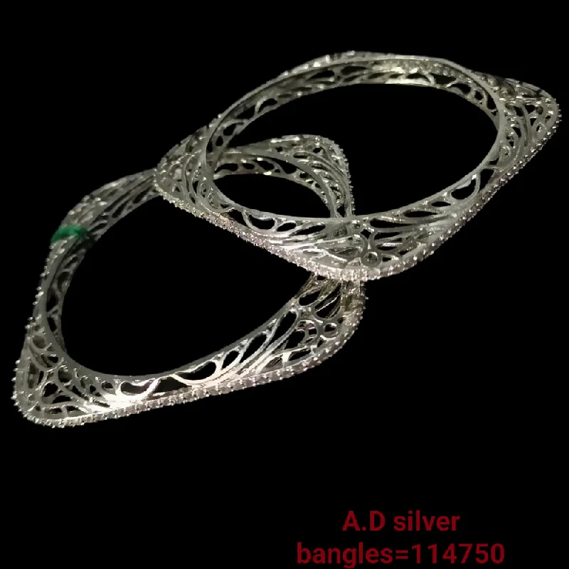 women’s fashion bangles-Padmawati Bangles Silver Plated  Ad Stone Bangles Set