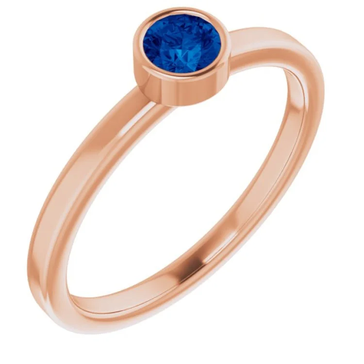 women’s wedding rings-14K Rose 4 mm Lab-Grown Blue Sapphire Ring