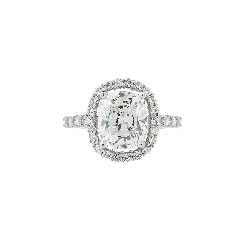 emerald-cut diamond engagement rings-Cushion Cut Diamond Ring