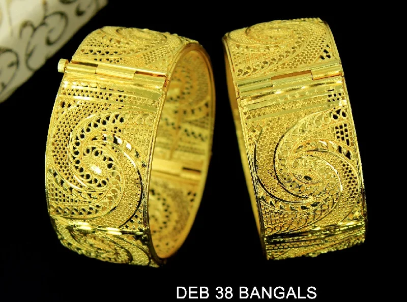 women’s gemstone charm bracelets-Mahavir Forming Gold Plated Bangle Set - DEB 38 BANGALS