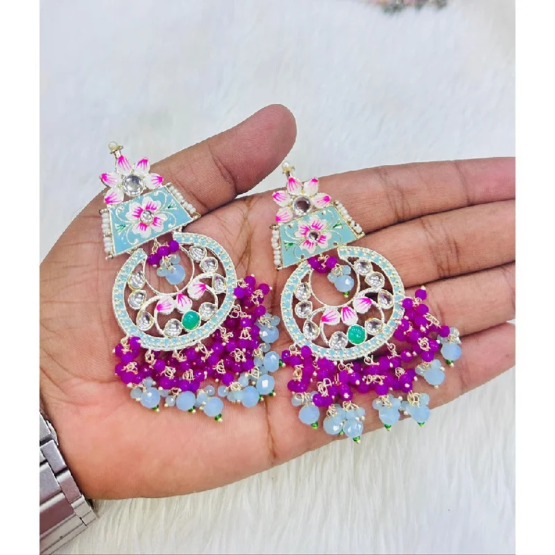 women’s silver hoop earrings-Akruti Collection Gold Plated Meenakari And Beads Dangler Earrings