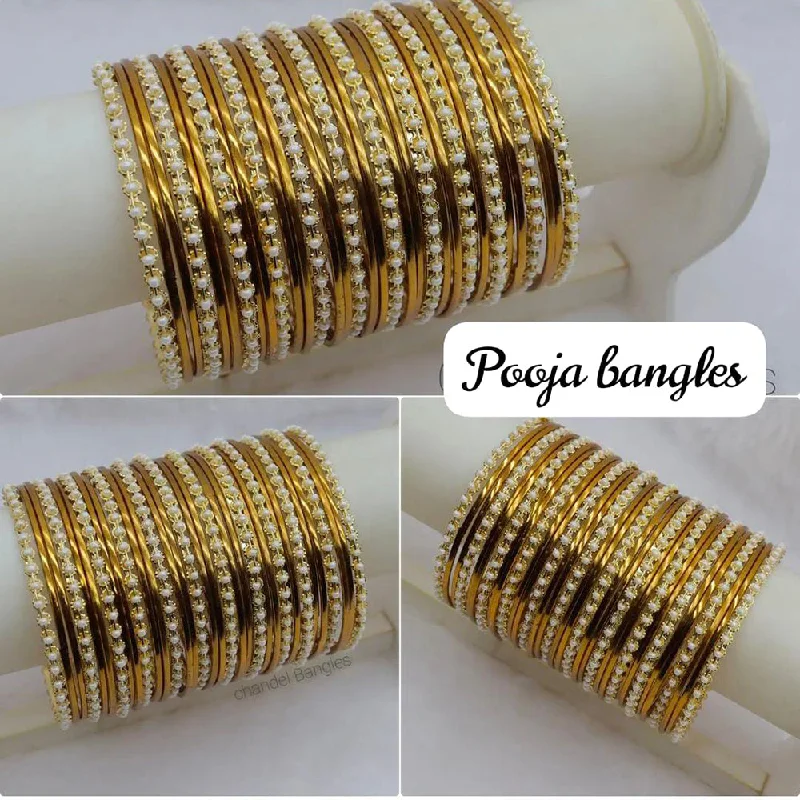 large bangles for women-Pooja Bangles Gold Plated  Bangle Set