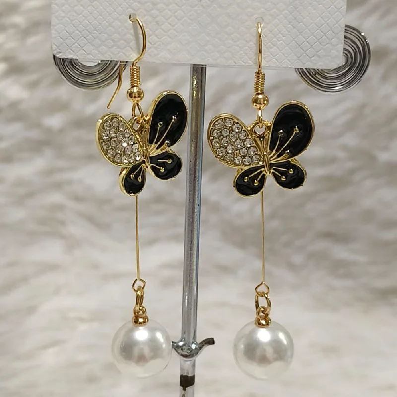 women’s ear cuffs-Diyu Dhyu Gold Plated Austrian Stone Dangler Earrings