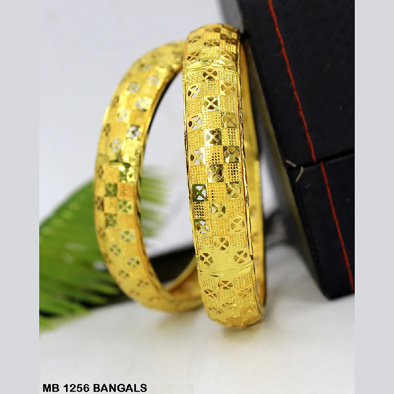 women’s custom charm bracelets-Mahavir Forming Gold Plated Bangle Set - MB 1256 BANGALS