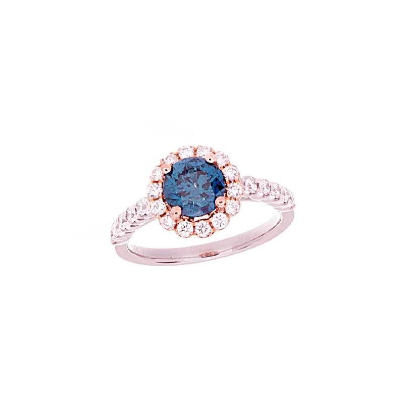 women’s custom wedding engagement rings-Blue Diamond Ring