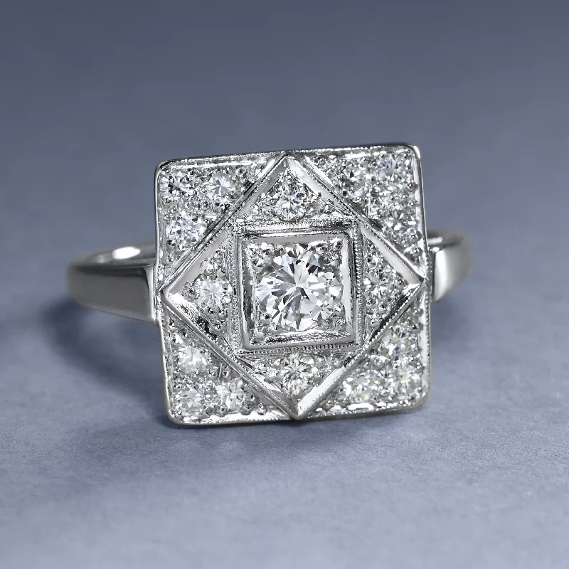 women’s engagement rings with sapphire accents-1930s Platinum And Diamond Ring