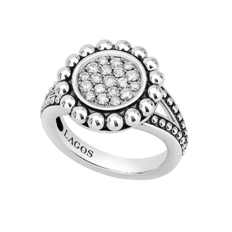 women’s engagement rings with side diamonds-Caviar Spark Small Caviar Circle Diamond Ring