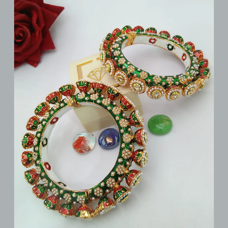 gemstone bracelets for women-Manisha Jewellery Gold Plated Bangles Set