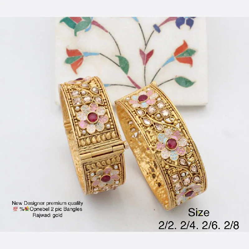 women’s modern gold bangles-Pooja Bangles Gold Plated Bangles Set