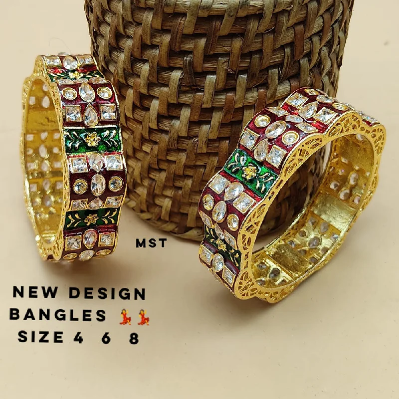 multi-colored bangles for women-Lucentarts Jewellery Gold Plated Bangles Set