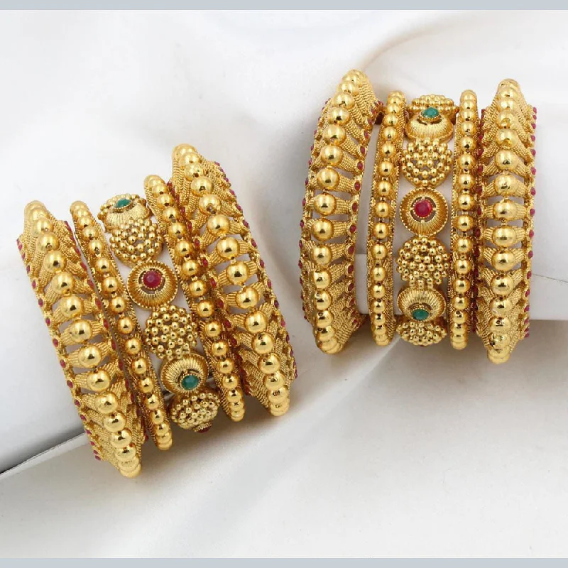 women’s flower charm bracelets-Manisha Jewellery Gold Plated Bangles Set