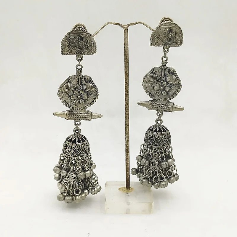 vintage earrings for women-Akruti Collection Oxidised Plated Jhumki Earrings