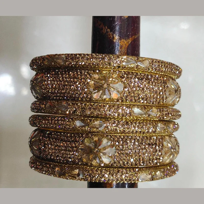 luxury gold bangles for women-Kiran Bangles Austrian Stone Bangles Set