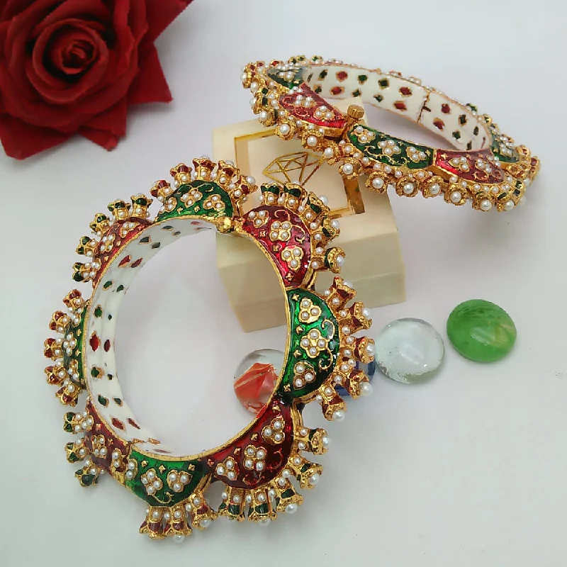 gold-plated bracelets for women-Manisha Jewellery Gold Plated Bangles Set