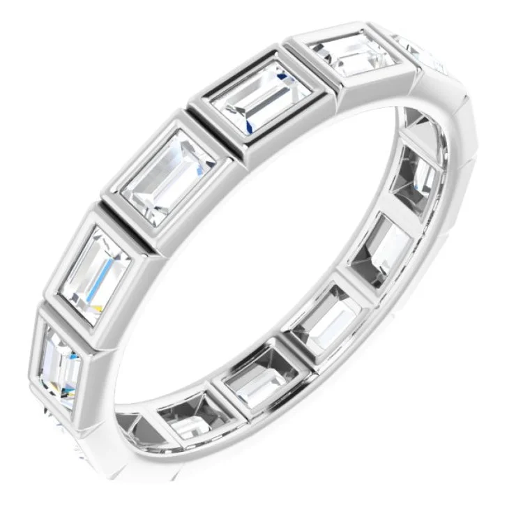 women’s sterling silver rings-Platinum 1 1/6 CTW Diamond Eternity Band