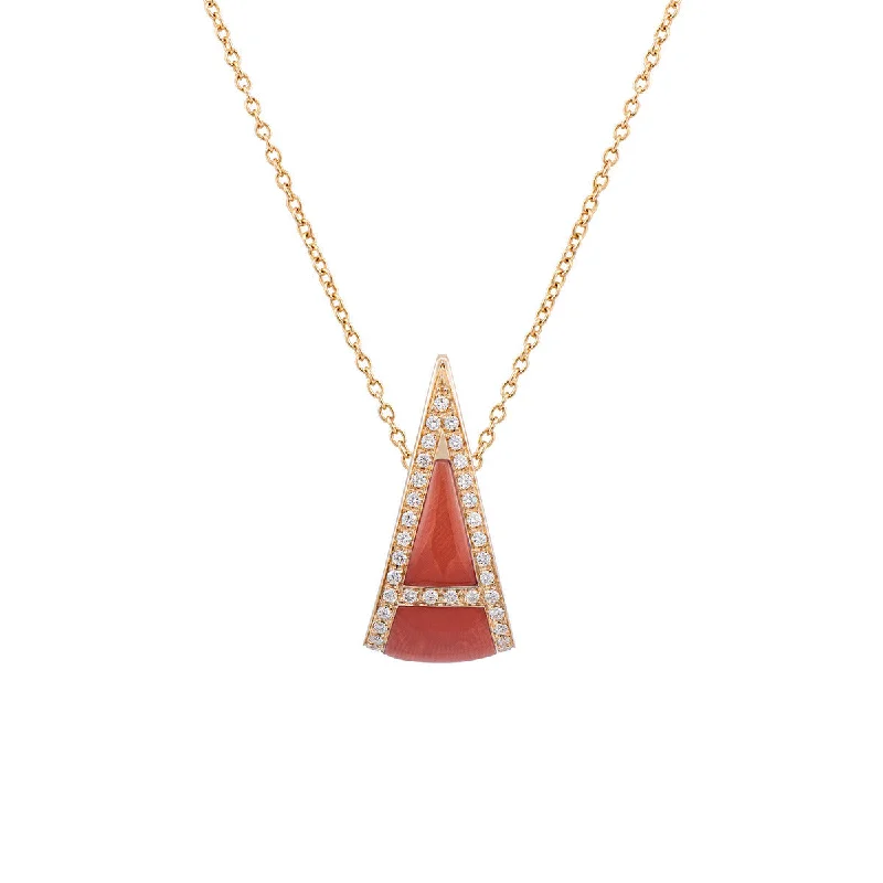 simple but elegant necklaces for women-Necklace with Diamonds and Coral