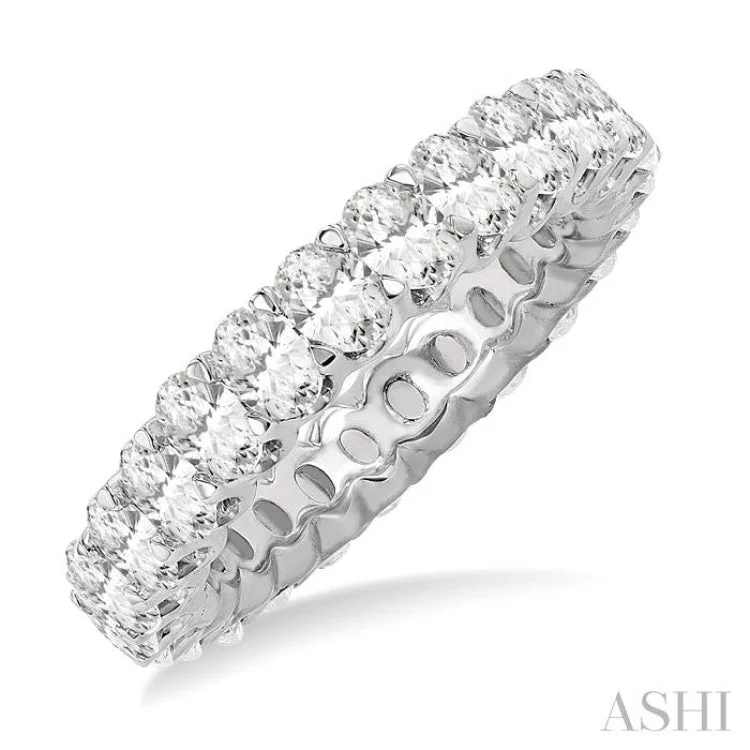 custom rings for women-3 Ctw Eternity Oval Cut Diamond Wedding Band in 14K White Gold