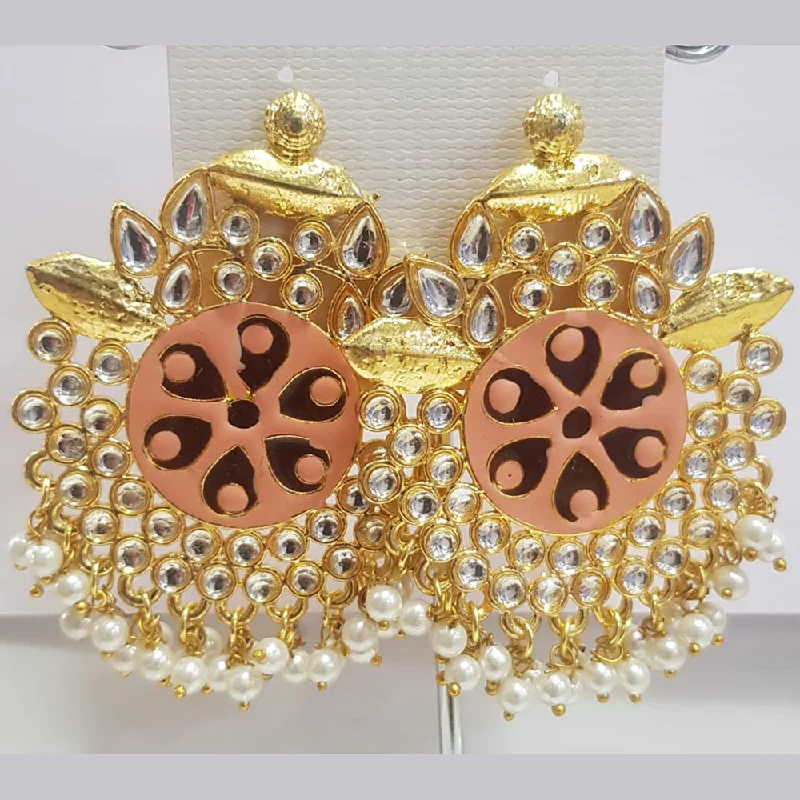 personalized name earrings-Shreeji Gold Plated Meenakari Dangler Earrings